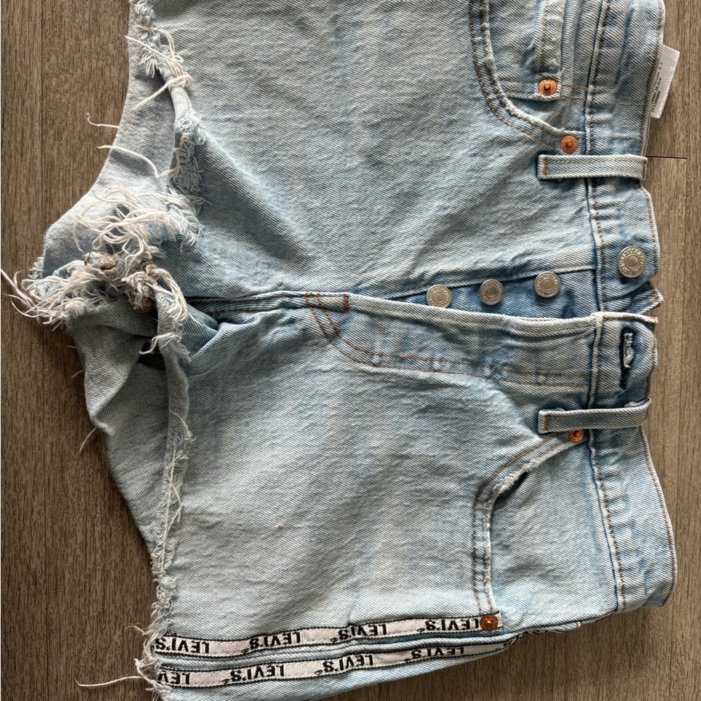 Levi's Light Wash Distressed Denim Shorts